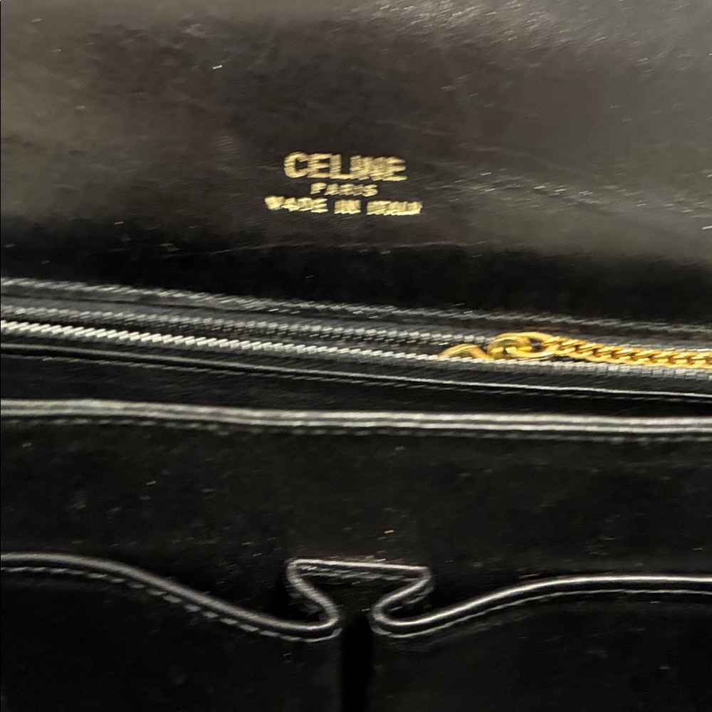 Vintage Celine Chic Black Leather Bag with Gold Accents - Picture 8 of 14